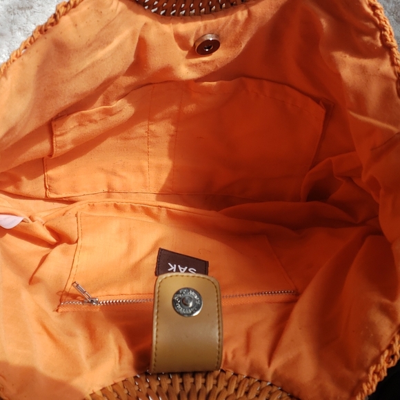 Orange Woven Rattan Straw Wicker Purse - Picture 3 of 4